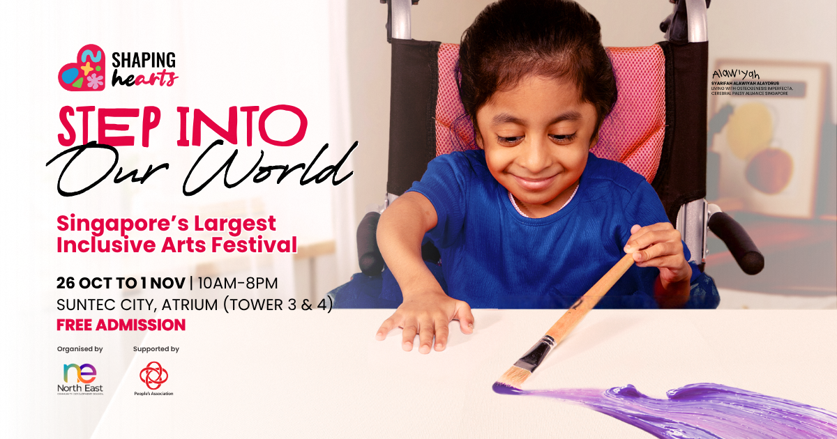 Banner of Shaping Hearts - Step Into Our World Inclusive Arts Festival